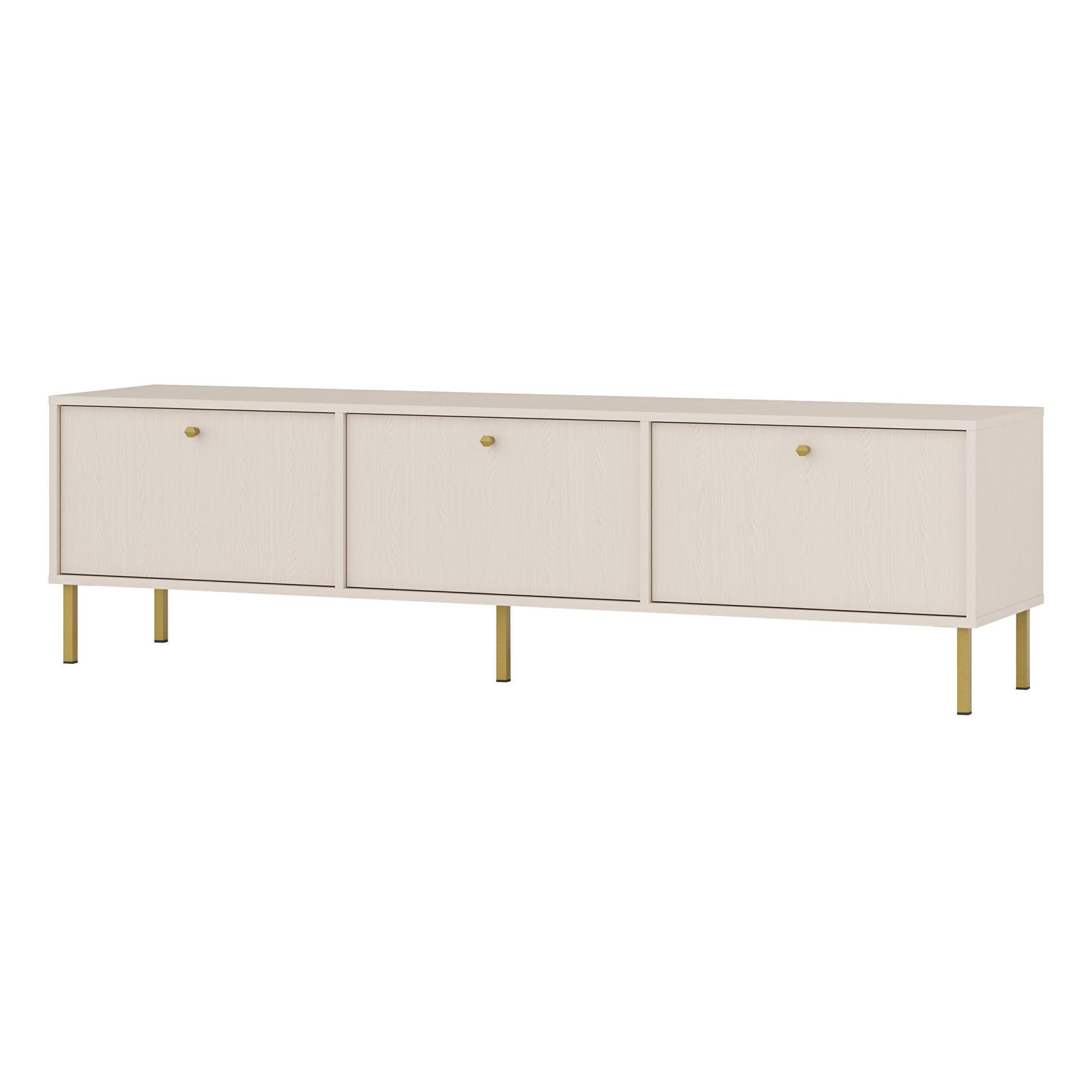 TV-MÖBEL Oktio Sandbeige 180 cm - Beige/Goldfarben, Holzwerkstoff/Metall (180/50/40.8cm) - Selsey