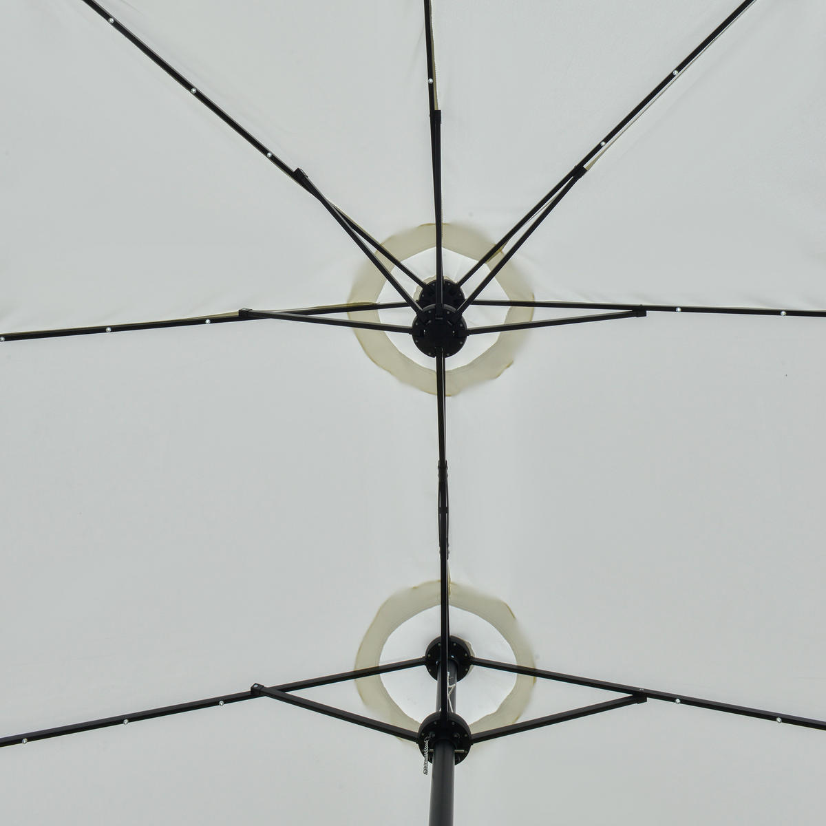 SONNENSCHIRM Doppel Oval schwarz cremeweiß - Weiß, Metall (265/450cm) - ComfortXL