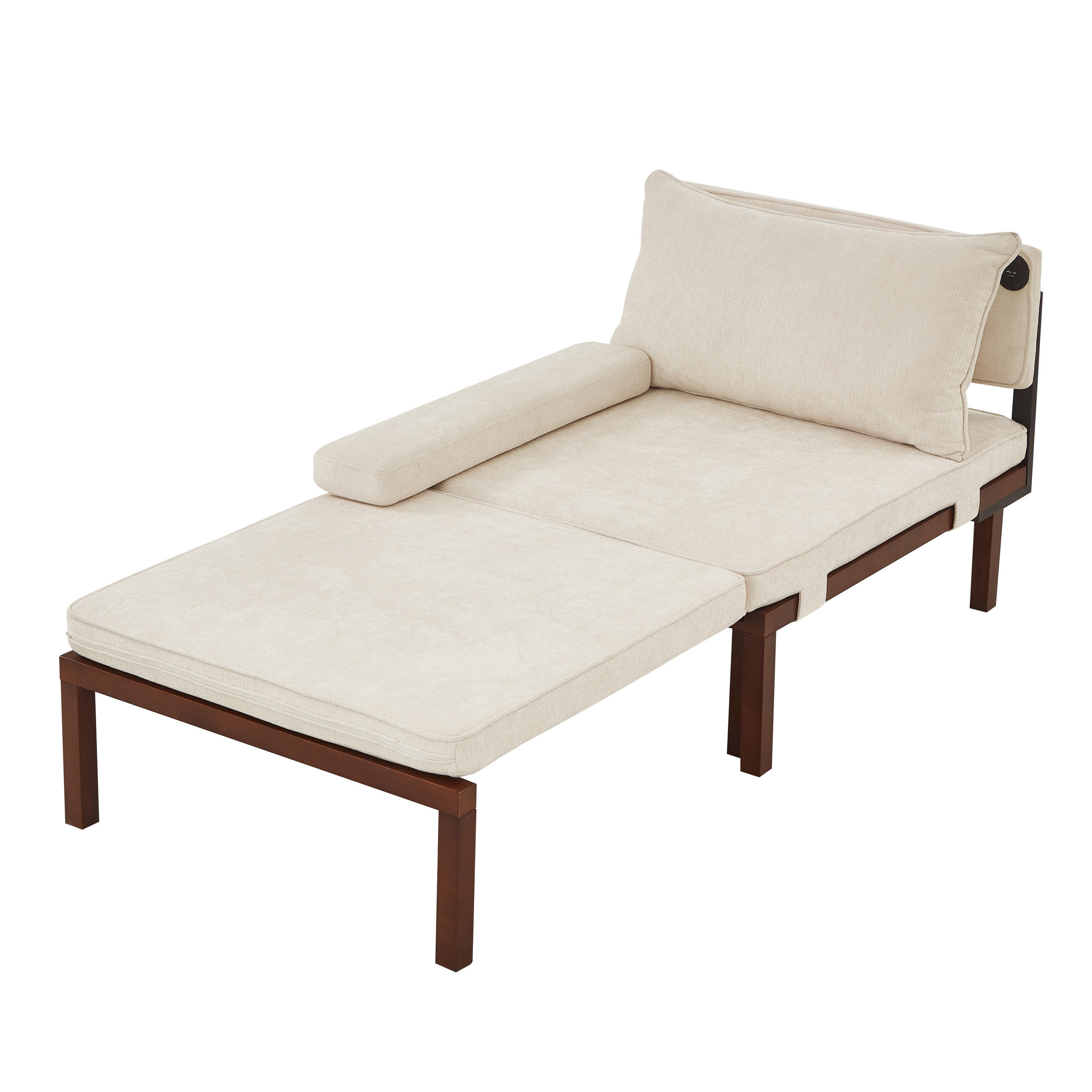 SCHLAFSOFA DE-35087 mit USB-Ladeanschluss Beige - Beige, Holz (82/79/176cm) - ComfortXL