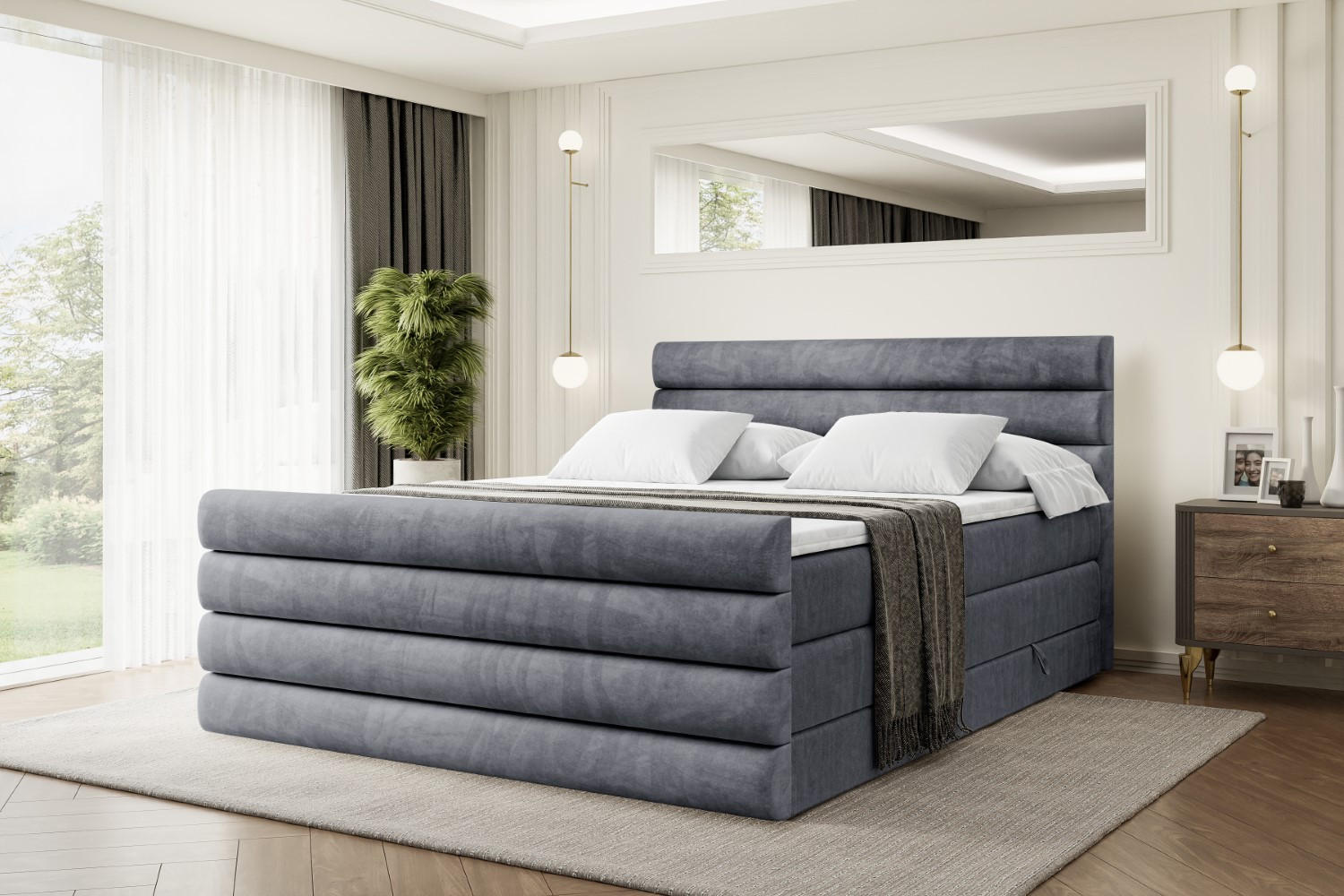 BOXSPRINGBETT CELESTIA-Z KING - 120x200 - H3/H4 - Dunkelgrau - Dunkelgrau, Holzwerkstoff (120/200cm) - ALTDECOR