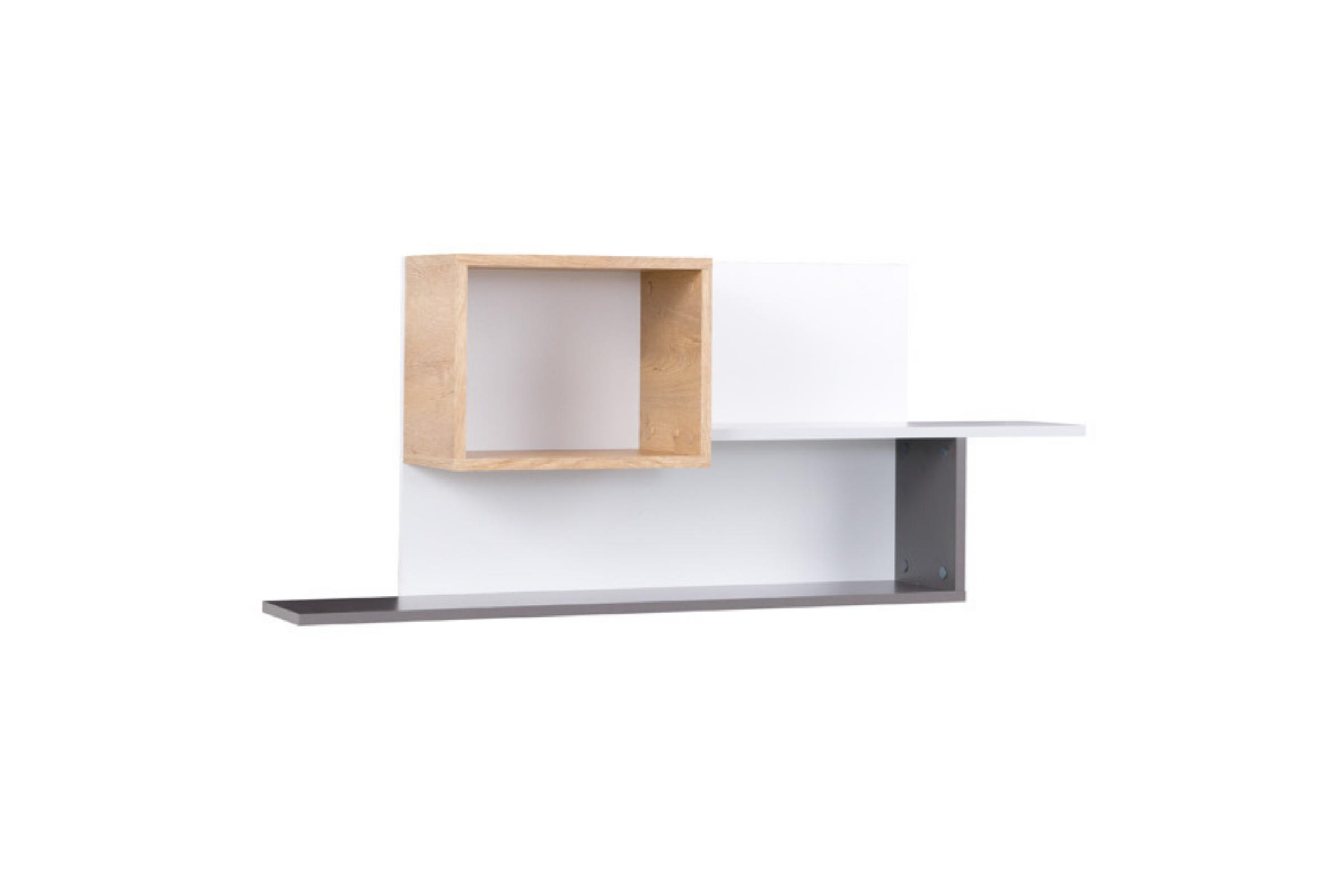 KINDER-WANDREGAL JUSTIN 12 120 cm breit in Weiß / Graphit / Grau / Eiche - Eichefarben/Graphitfarben, Holzwerkstoff (120/50/25cm) - Deine Möbel 24
