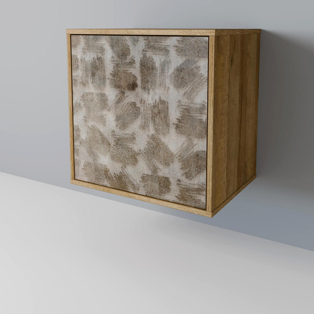 SIDEBOARD SLIGHTLY BLURRED, Eichefarben, 57,5x42x77,5 cm, Schräge Buchenholzfüße - Eichefarben/Buchefarben, Holzwerkstoff/Buchenholz (57.5/77.5/42cm) - SpaceRebels