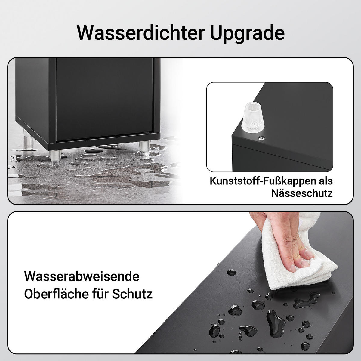 HOCHSCHRANK Schmal, Schwarz, 20x180x20cm - Schwarz, Holzwerkstoff (20/180/20cm) - SoBuy