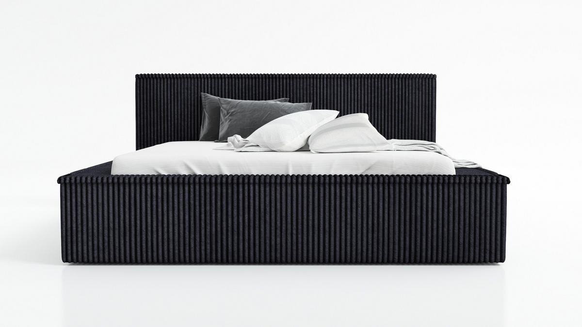 POLSTERBETT RIO 140x200 Schwarz - Schwarz, Textil (140/200cm) - A&J MöbelLand