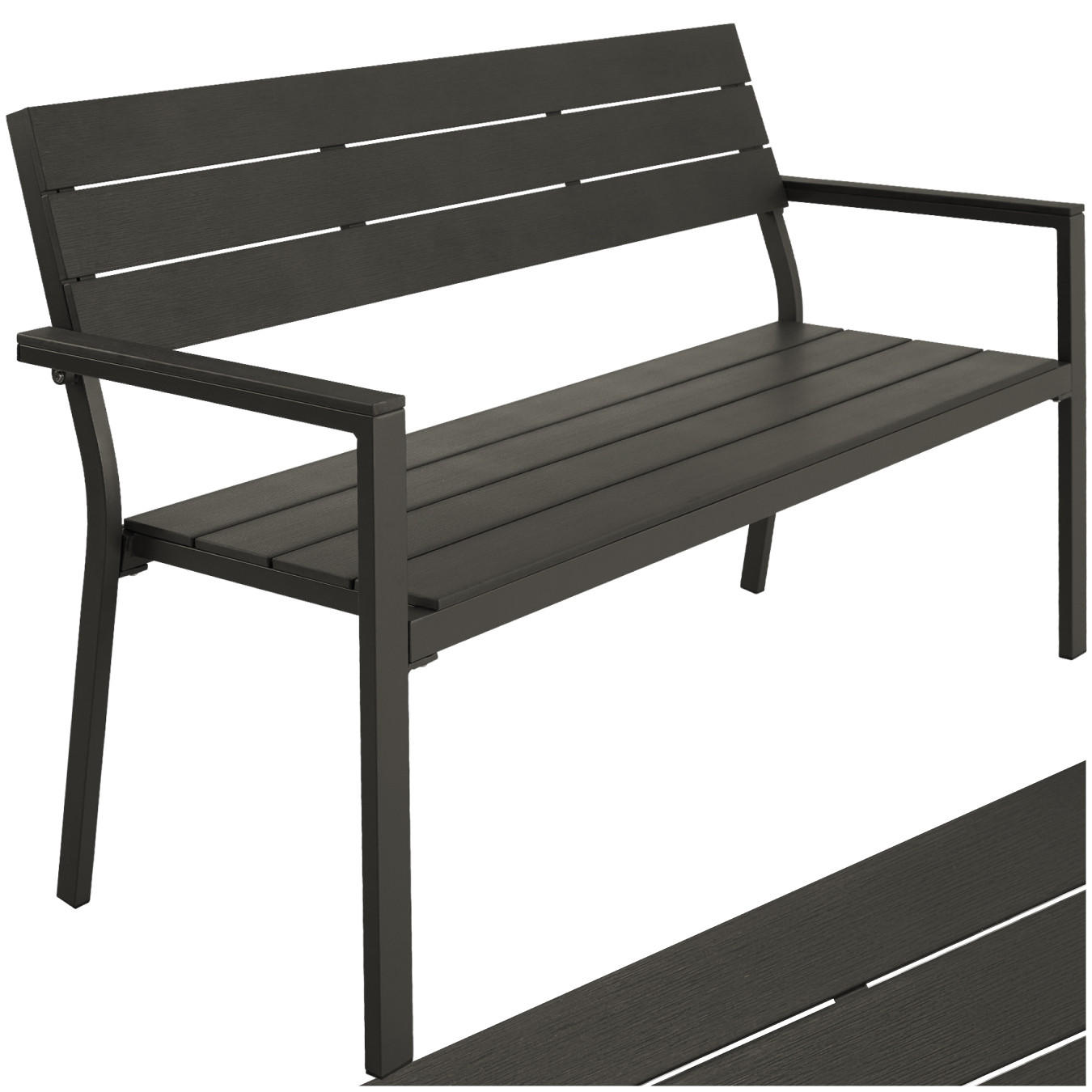GARTENBANK Line,128 x 59 x 88 cm,dunkelgrau - Dunkelgrau, Metall (59/88/128cm) - tectake