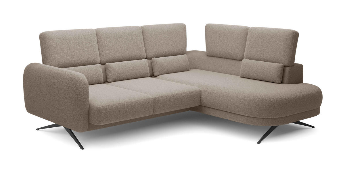 ECKSOFA ILUSIO L 250x205cm, Schlaffunktion, Grau, Rechts - Grau, Holz/Textil (248/205cm) - DomoHome