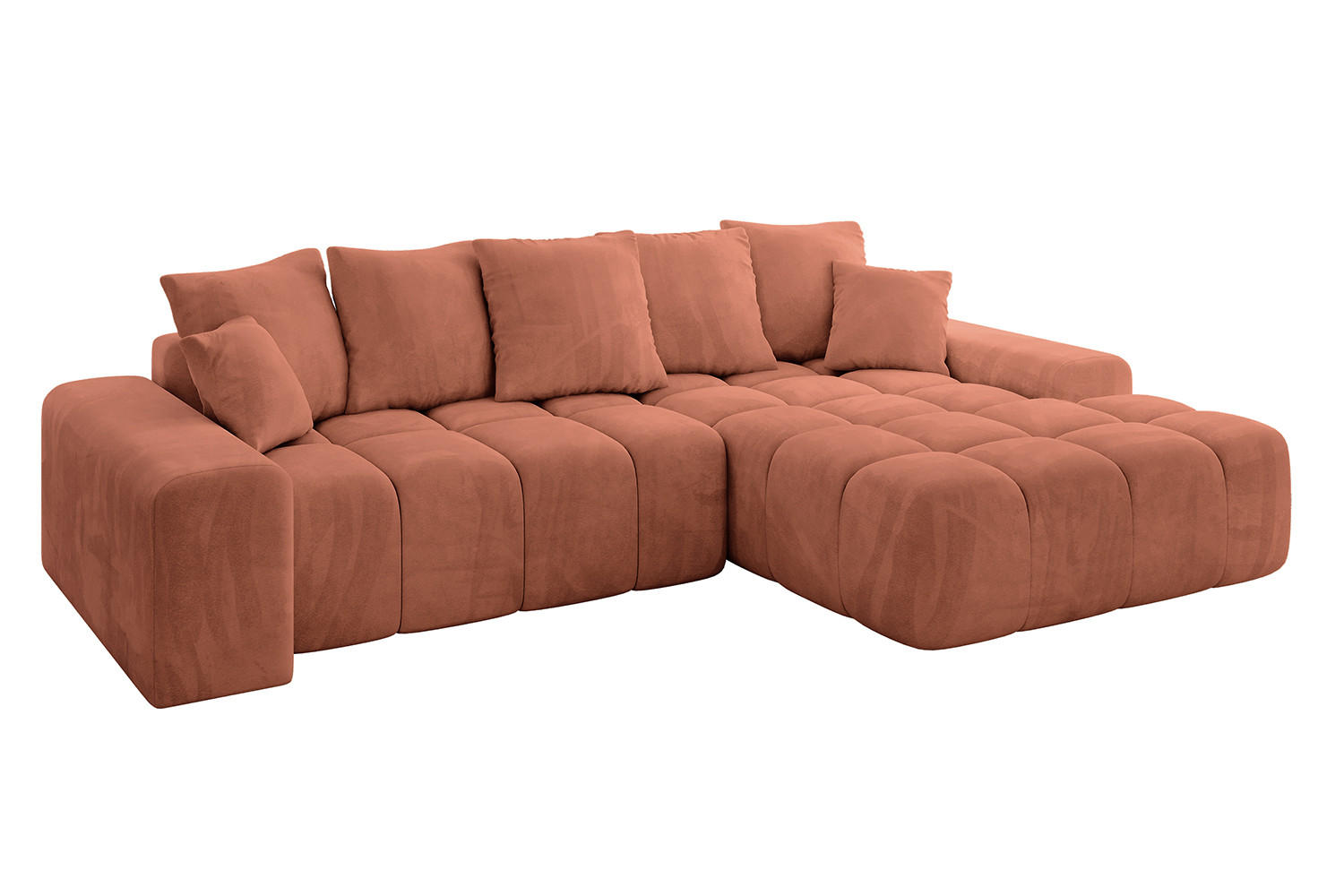ALTDECOR ROHOVÁ SEDACÍ SOUPRAVA s otomanem vpravo ENSI-L - 267x164x69 cm korálová