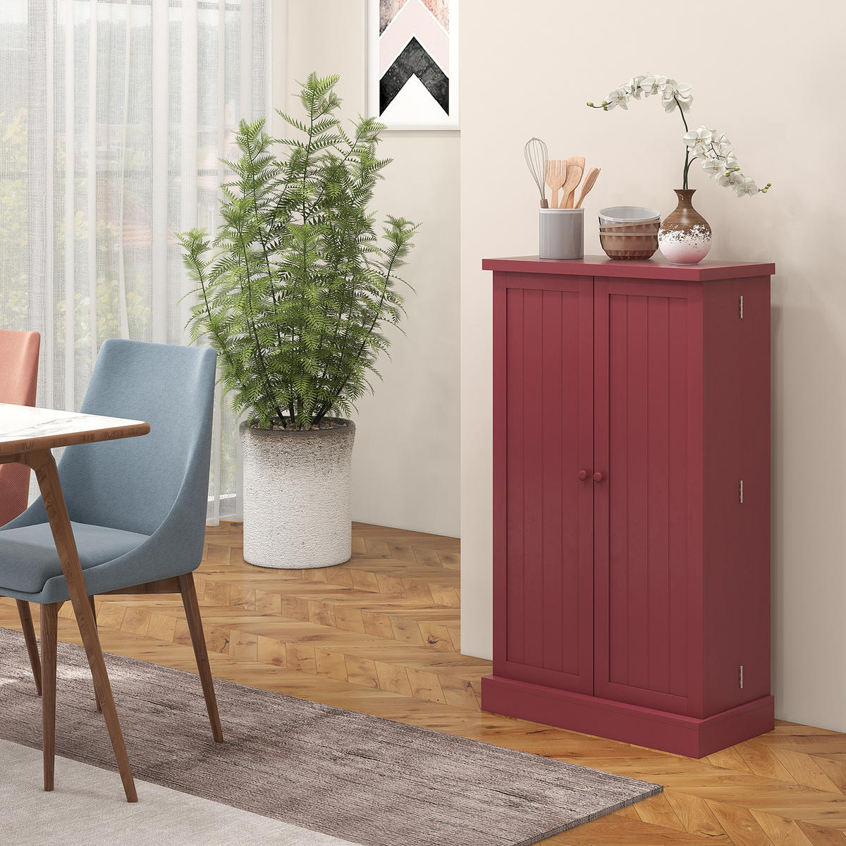 MEHRZWECKSCHRANK DE-11143 5 Böden Rot - Rot, Holzwerkstoff (30/104/60cm) - ComfortXL