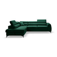 ECKSOFA PIERO L Links mit Schlaffunktion 195x125 Velours Dunkelgrün - Dunkelgrün/Schwarz, Holz/Textil (268/203cm) - Muffo