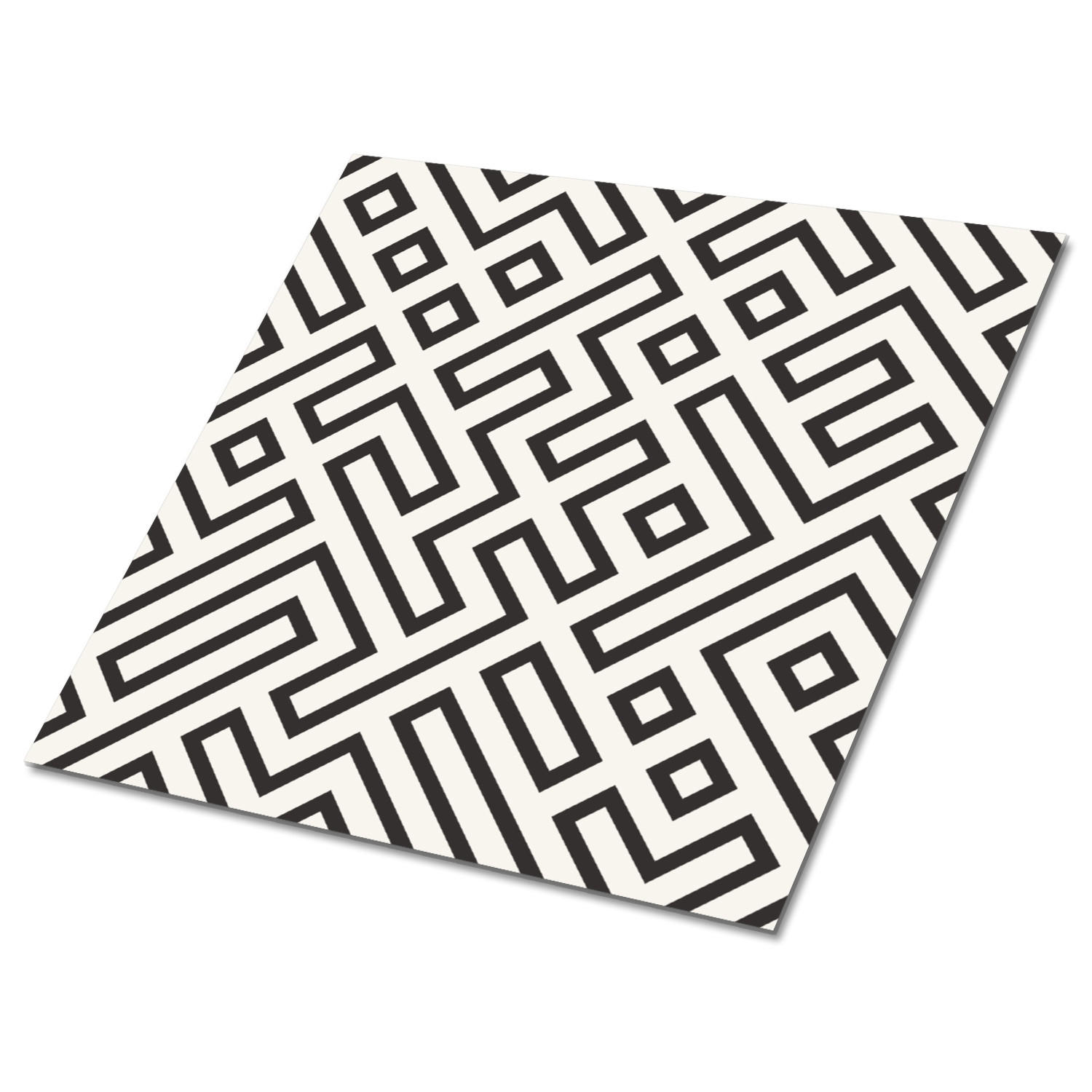 FLIESENAUFKLEBER 9 Stück 30x30 cm selbstklebend Geometrische Linien - Schwarz, Textil (30/1.6/30cm) - TULUP