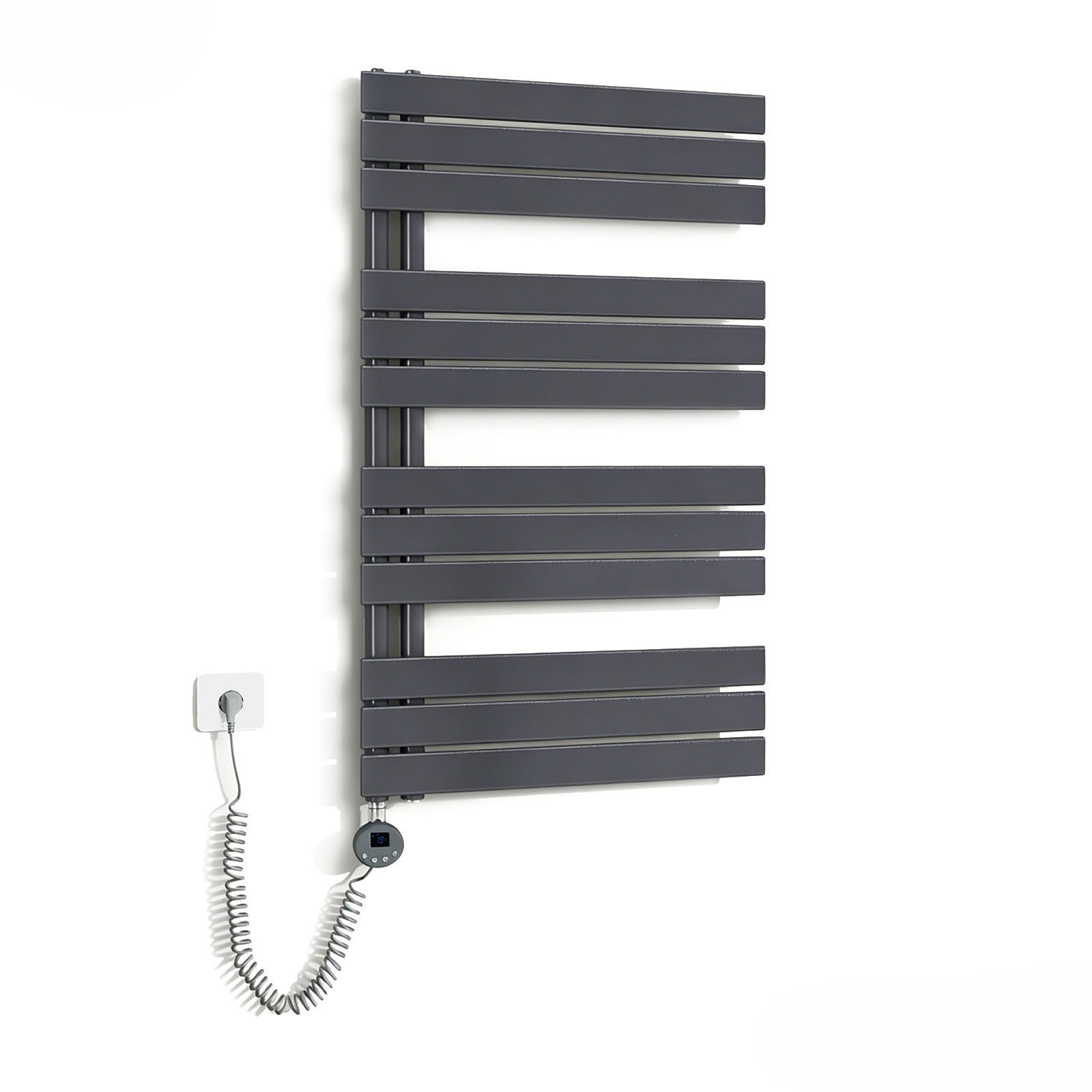 HANDTUCHHEIZKÖRPER 104,1/60 cm anthrazit elektrisch 600 W mit WLAN-Thermostat - Anthrazit, Metall (60/104/5.9cm) - S'AFIELINA