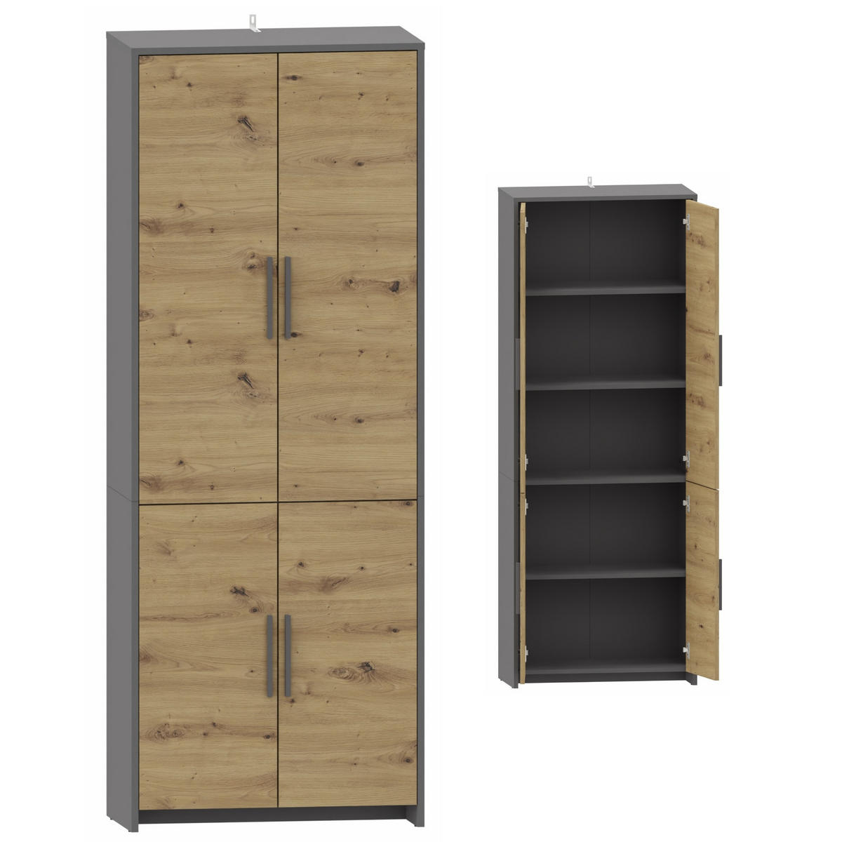 BÜCHERREGAL ALTIVO REG 70 4D Anthrazit Grau-Artisan Eiche 36/35,9/183,5 cm - Anthrazit/Eiche Artisan, Holzwerkstoff (68.8/183.5/35.9cm) - Matkam Möbel