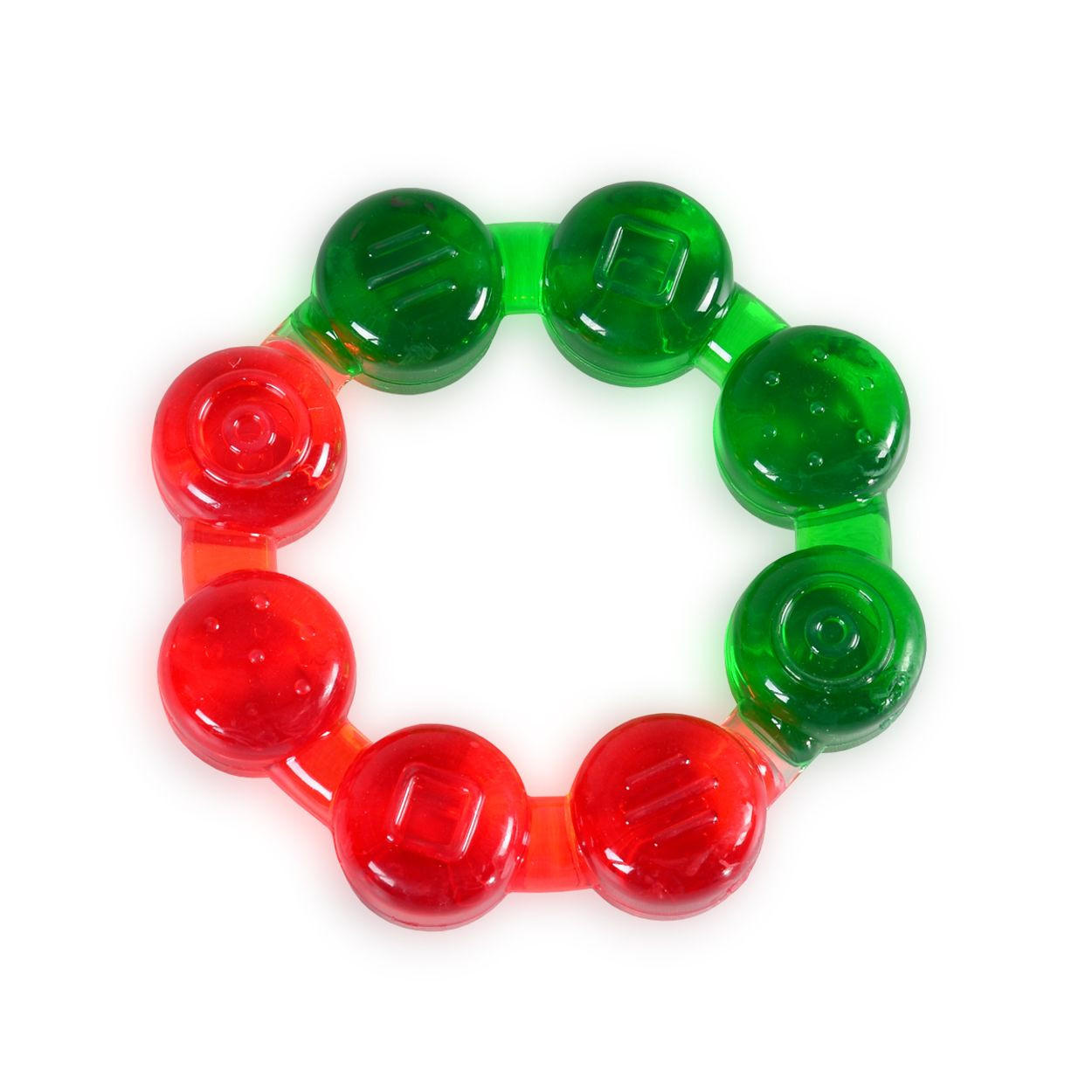 BEISSRING T1209 Beads rot grün Kühlbeißring als Zahnungshilfe ab 3 Monate massiert - Grün, Kunststoff (10/10cm) - Moni