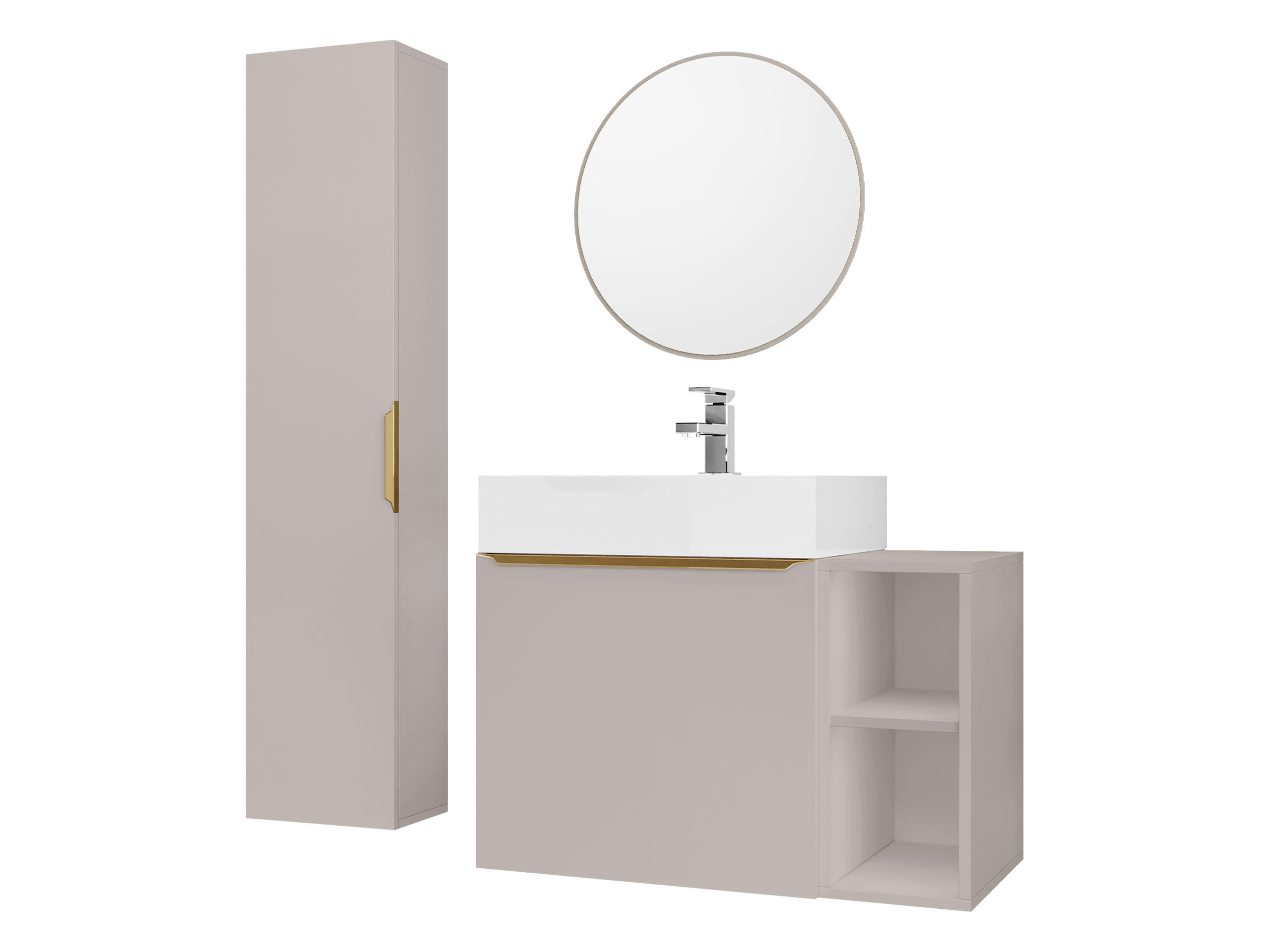 BADMÖBEL-SET Mogares I - Kaschmir/Goldfarben, Holzwerkstoff/Metall (79/79/43cm) - MIRJAN24