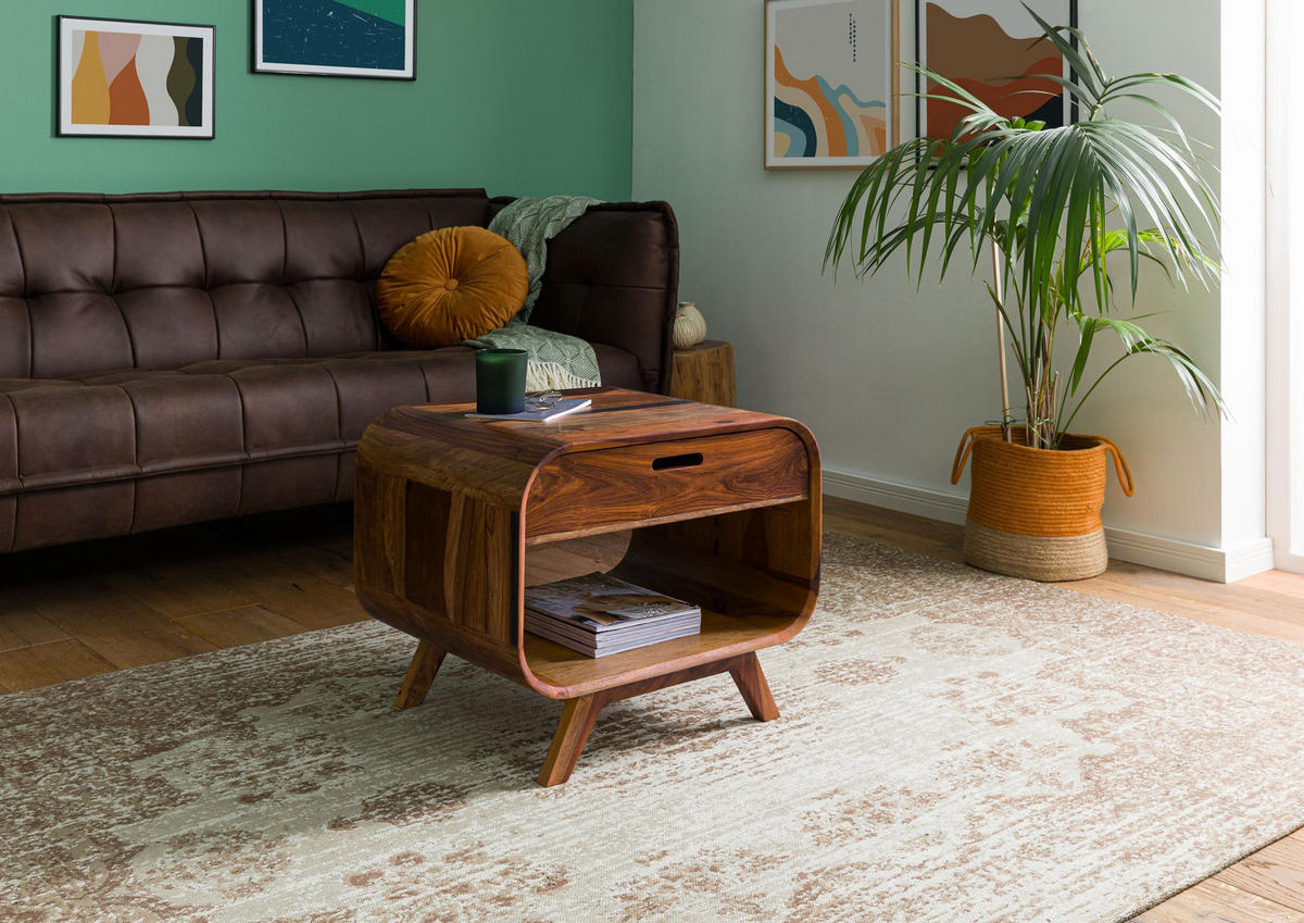 COUCHTISCH Sheesham 60x50x50 dunkelbraun lackiert MAILAND #230 - Dunkelbraun, Holz (60/50/50cm) - Massivmoebel24