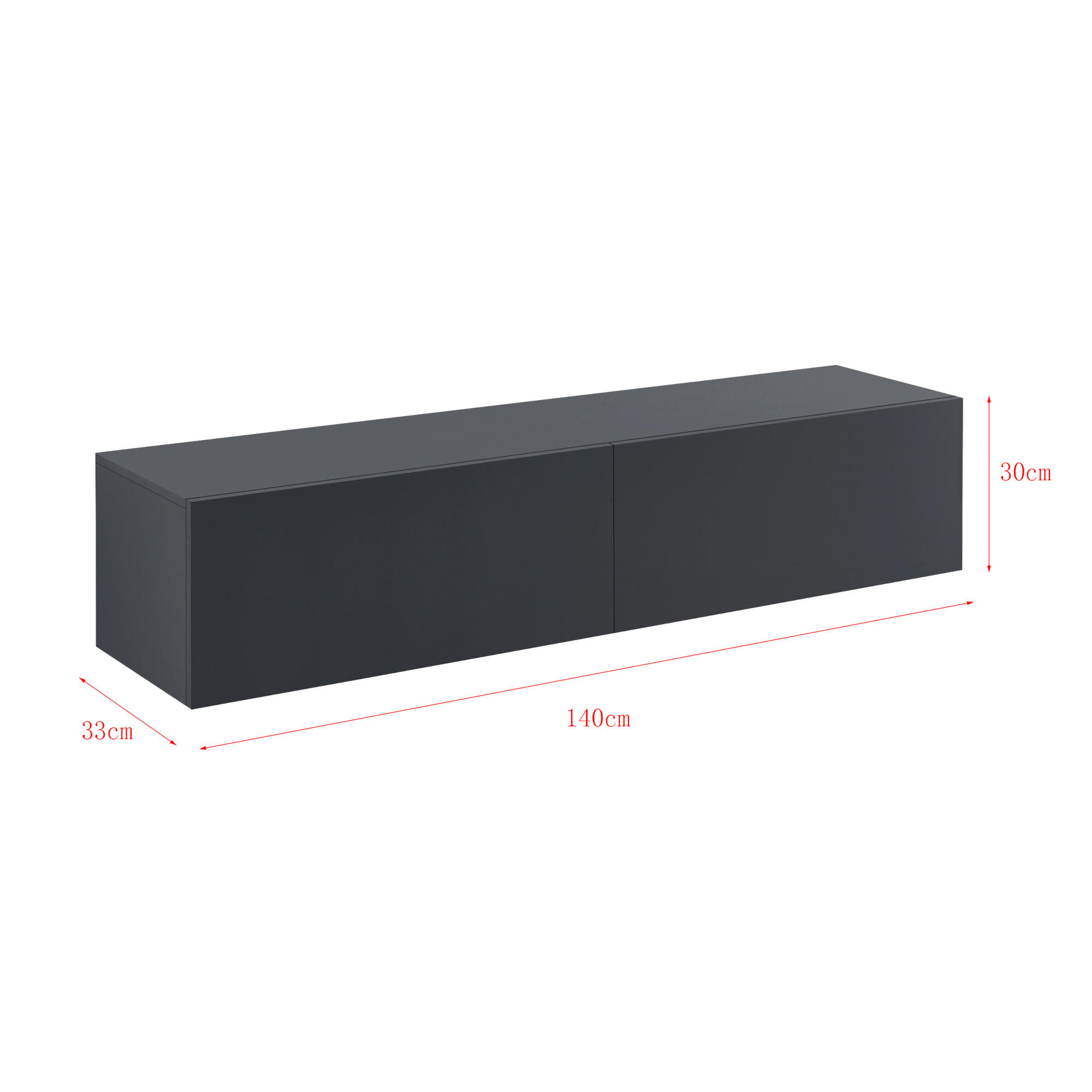 HÄNGELOWBOARD Evaton - Dunkelgrau, Holzwerkstoff (140/30/33cm) - [en.casa]