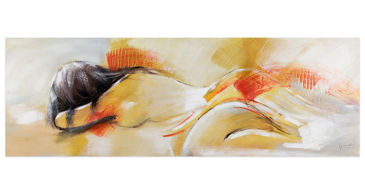 ÖLGEMÄLDE 150/50 cm - Gelb/Orange, Holz/Textil (150/50cm) - KUNSTLOFT