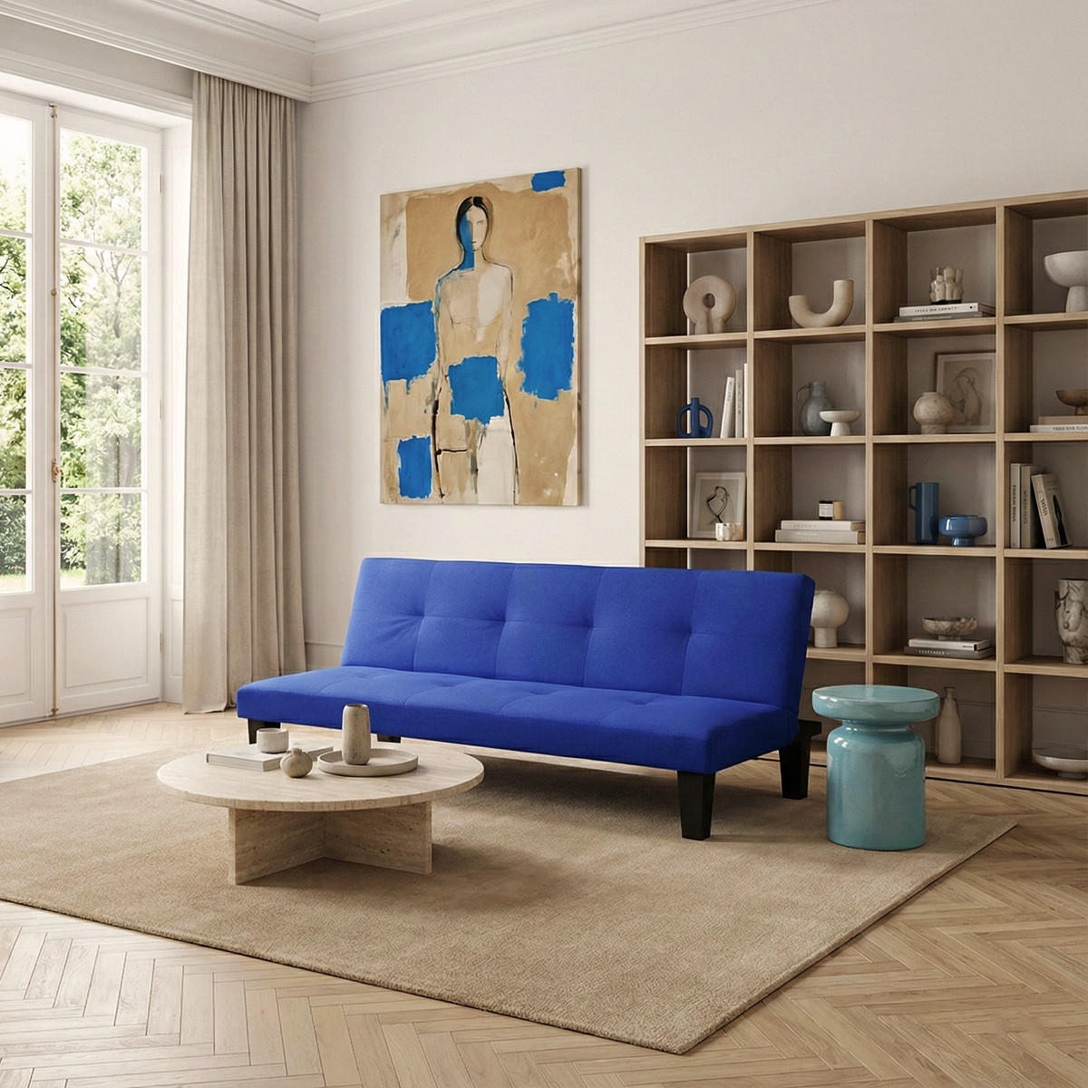 KLAPPSOFA schlaffähig - Blau - Blau, Textil (175/70/80cm) - Pasmara