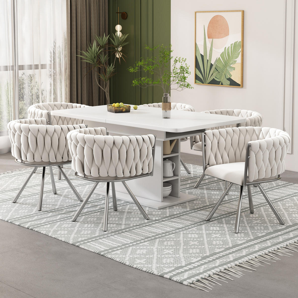 ESSZIMMERSTUHL 6er-Set Beige mit 360°-Drehfunktion - Beige, Textil (59/72/54cm) - MIVRAY