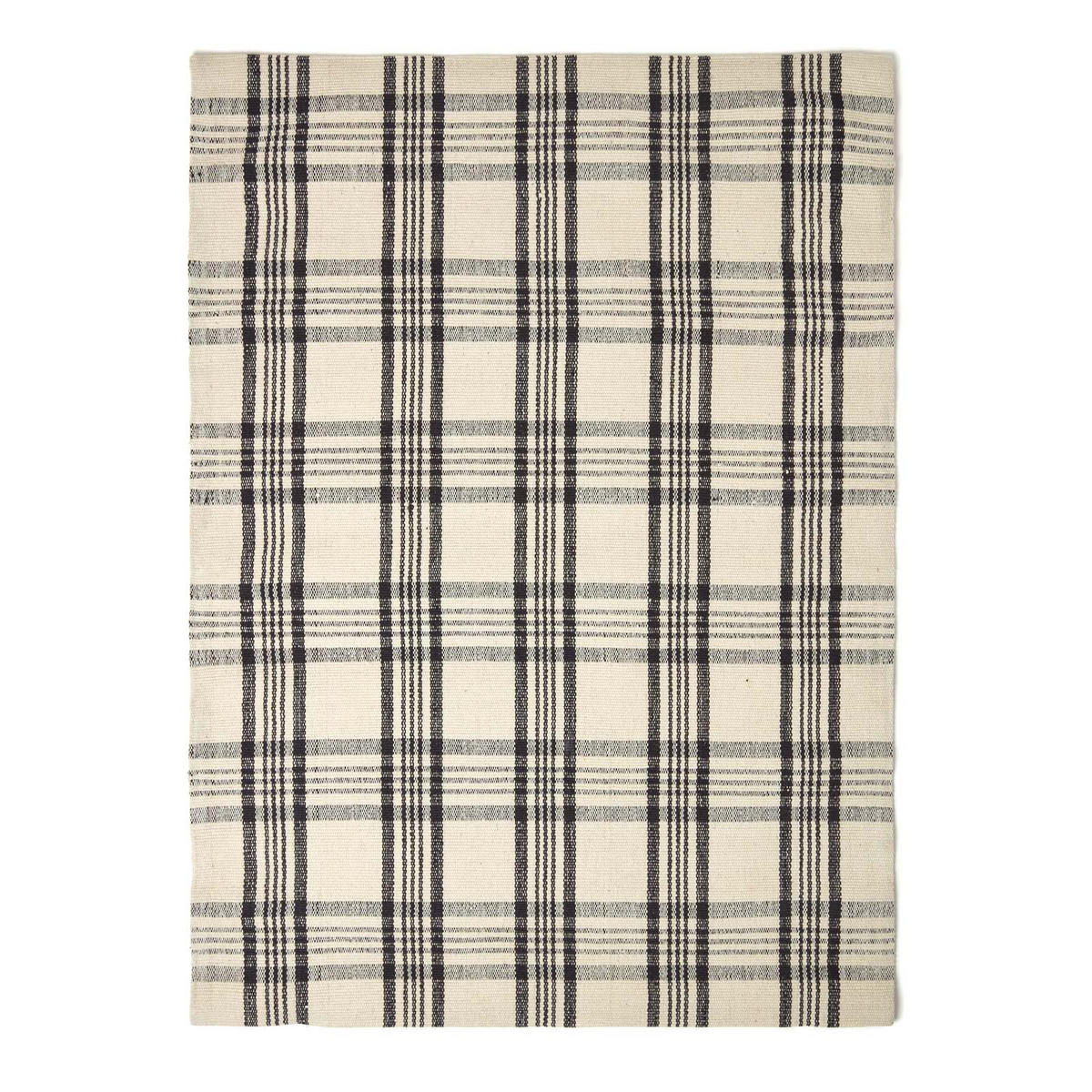HANDWEBTEPPICH Logan kariert 70/120 cm - Schwarz, Textil (70/120cm) - Homescapes