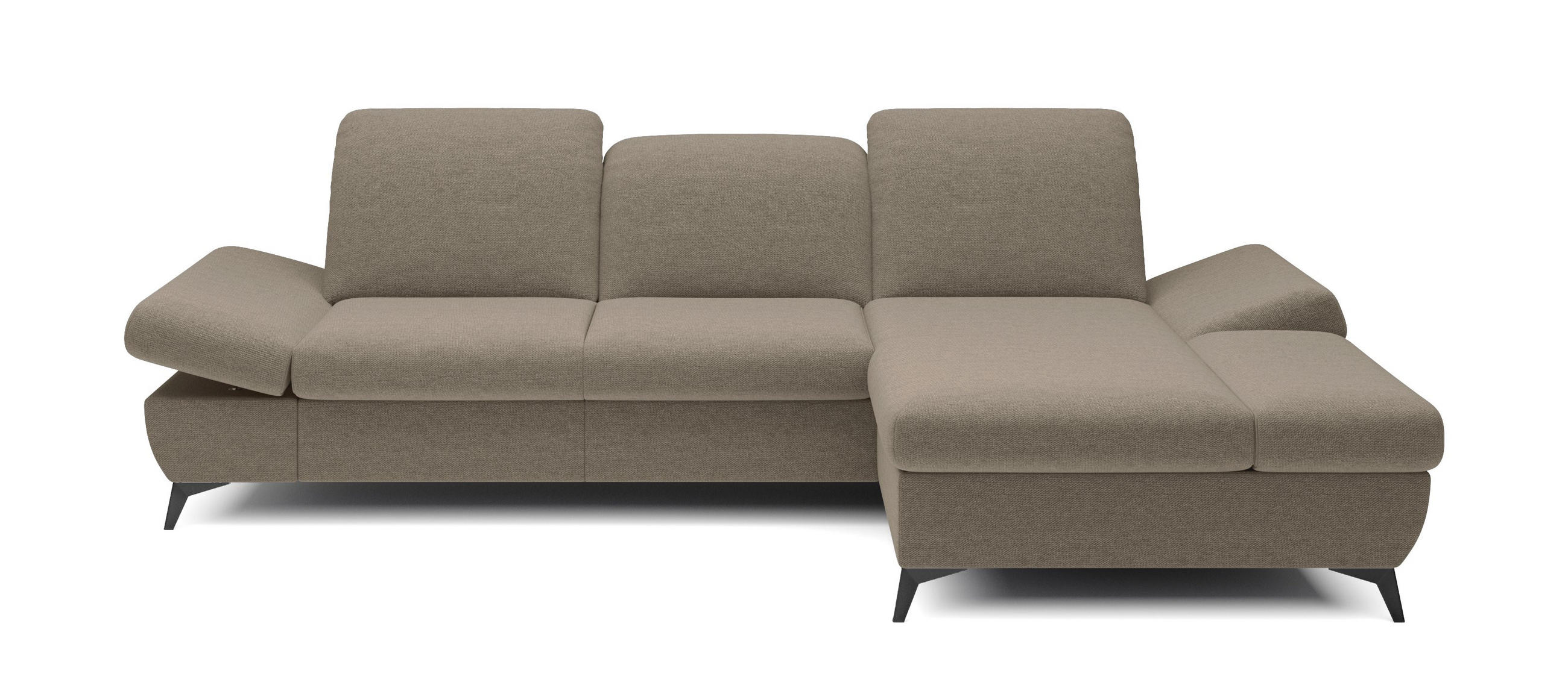 ECKSOFA FELICE R-S Beige Geflochtener Stoff mit Schlaffunktion - Beige, Holz (284/166cm) - MASSENO