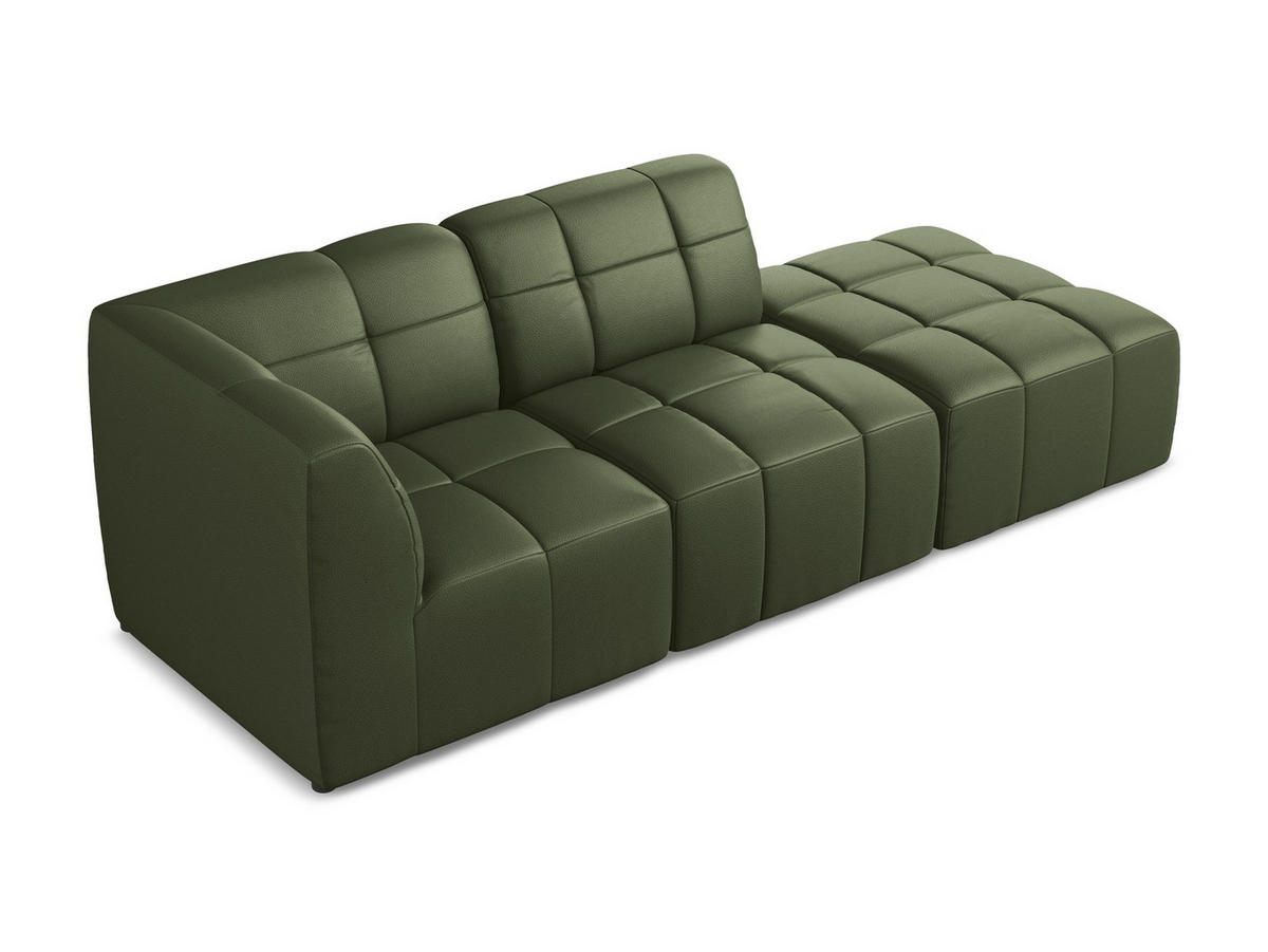 ECKSOFA Rechts Kunstleder Grün - Schwarz/Grün, Holzwerkstoff/Kunststoff (240/90cm) - Makamii