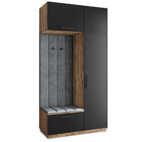 GARDEROBENSCHRANK REMA 120/240/60 cm Modern Garderobe-Set Eiche Lefkas - Eichefarben/Schwarz, Holzwerkstoff (120/240/60cm) - MASSENO