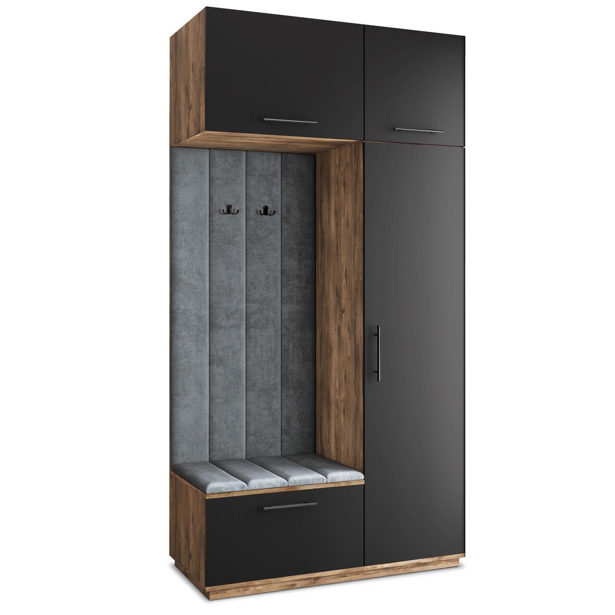 GARDEROBENSCHRANK REMA 120/240/60 cm Modern Garderobe-Set Eiche Lefkas - Eichefarben/Schwarz, Holzwerkstoff (120/240/60cm) - MASSENO