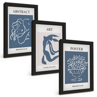 BILDER SET 3er Set - 20x30 cm Schwarzer Rahmen - Matisses stilvolle abstrakte Muster - Schwarz, Kunststoff (20/30cm) - TULUP