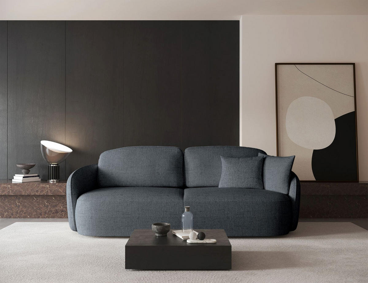 3-SITZER-SOFA Savoy Dunkelgrau mit Schlaffunktion - Dunkelgrau/Schwarz, Kunststoff/Textil (254/96/105cm) - Selsey