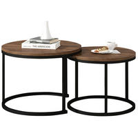 COUCHTISCH-SET aus MDF 70x70x50 cm Walnuss/Schwarz, 2-teilig verschachtelbar - Naturfarben, Holzwerkstoff (70.5/70.5/50cm) - IVMEU