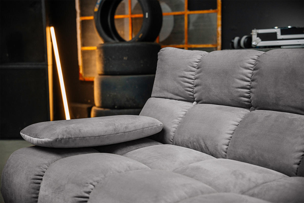 SITZGRUPPE VIVIEN 3ER SET Steingrau Velvet - Grau, Kunststoff/Textil (359/85/510cm) - KAWOLA