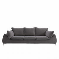 3-SITZER Sofa MELANI 252 cm Velours Anthrazit - Chromfarben/Anthrazit, Holz/Textil (252/90/88cm) - Muffo