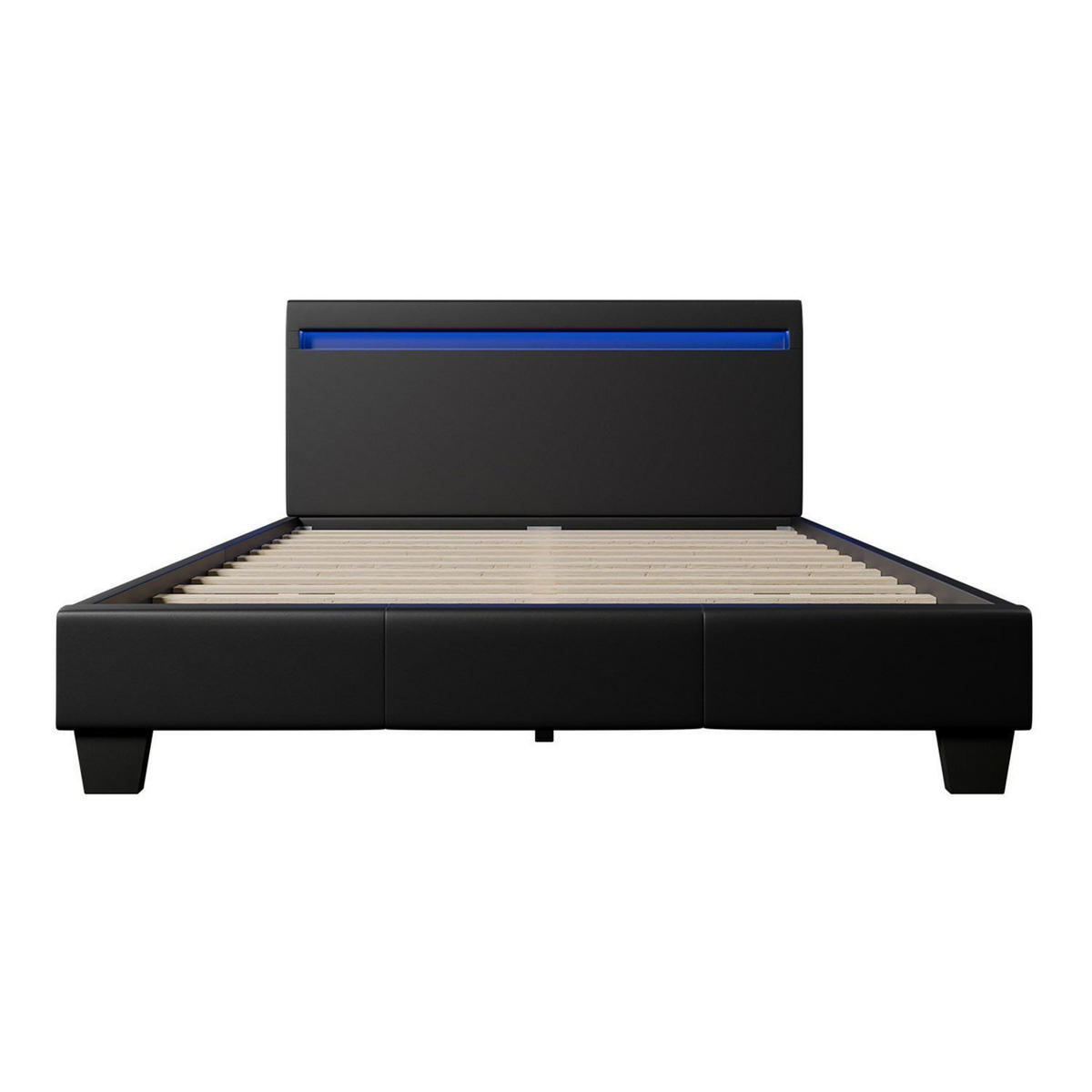 POLSTERBETT Paris mit Matratze und LED schwarz 120x200cm - Schwarz, Textil (120/200cm) - Juskys