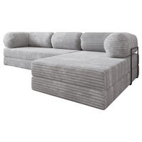 ECKSOFA ETERA modulares Boneless Sofa mit Schlaffunktion Hellgrau Cordstoff - Grau, Textil (270/160cm) - MASSENO