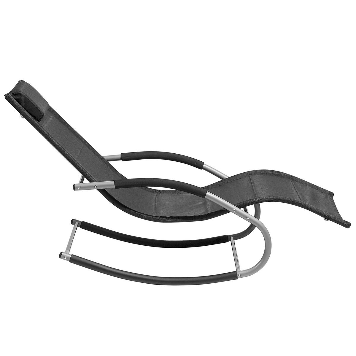 GARTENLIEGE Schaukelfunktion Schwarz Carano - Schwarz, Metall (63/84/149cm) - Beliani