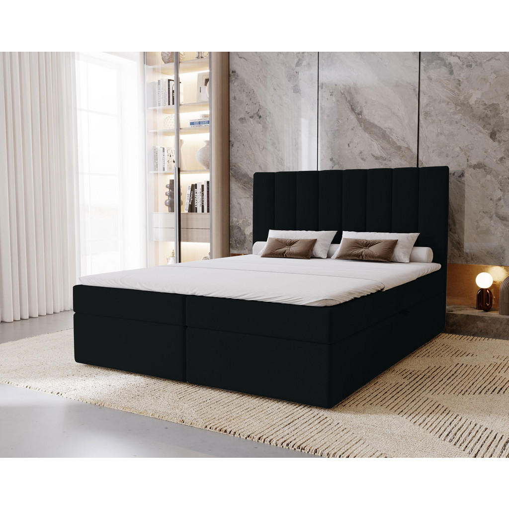 Thumbnail - Marpur Boxbett, Schwarz, Textil, Höhe ca. 16 cm, 160x200 cm, Oeko-Tex® Standard 100, Schlafzimmer, Betten, Boxspringbett...