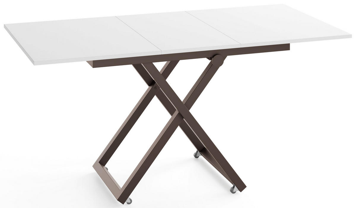 COUCHTISCH Axen höhenverstellbar ausziehbar, Weiß 120-160/80/38-75 cm - Weiß/Braun, Holzwerkstoff/Metall (80/160/75cm) - WFL GROUP