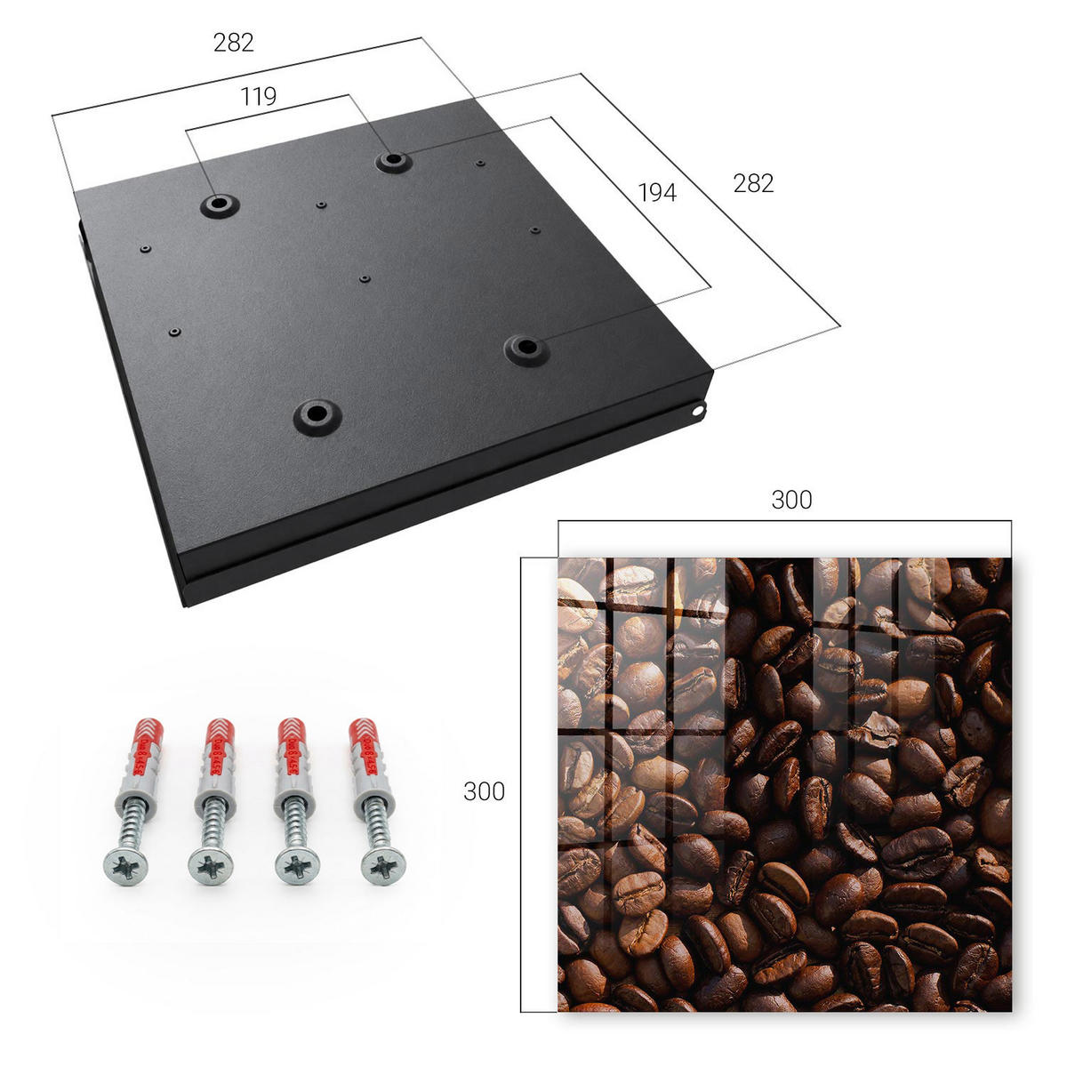 SCHLÜSSELBOX Schwarz 30x30 cm- Türöffnung nach rechts - Aromatischer Kaffee - Braun, Metall (30/30/5cm) - TULUP