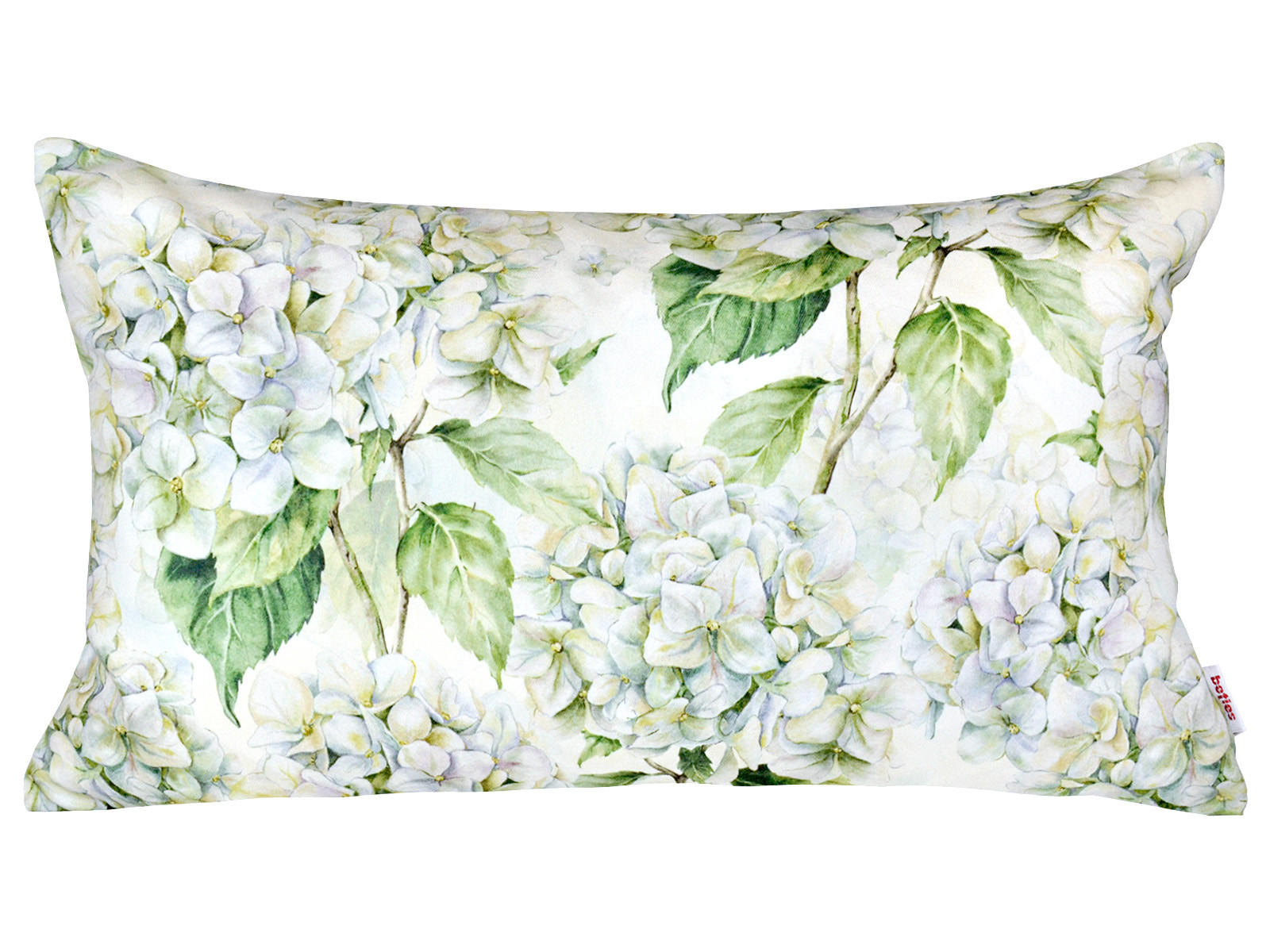 KISSENHÜLLE Landlust-Hortensie weiß 30/50 cm - Weiß/Grün, Textil (30/50cm) - beties Heimtextil