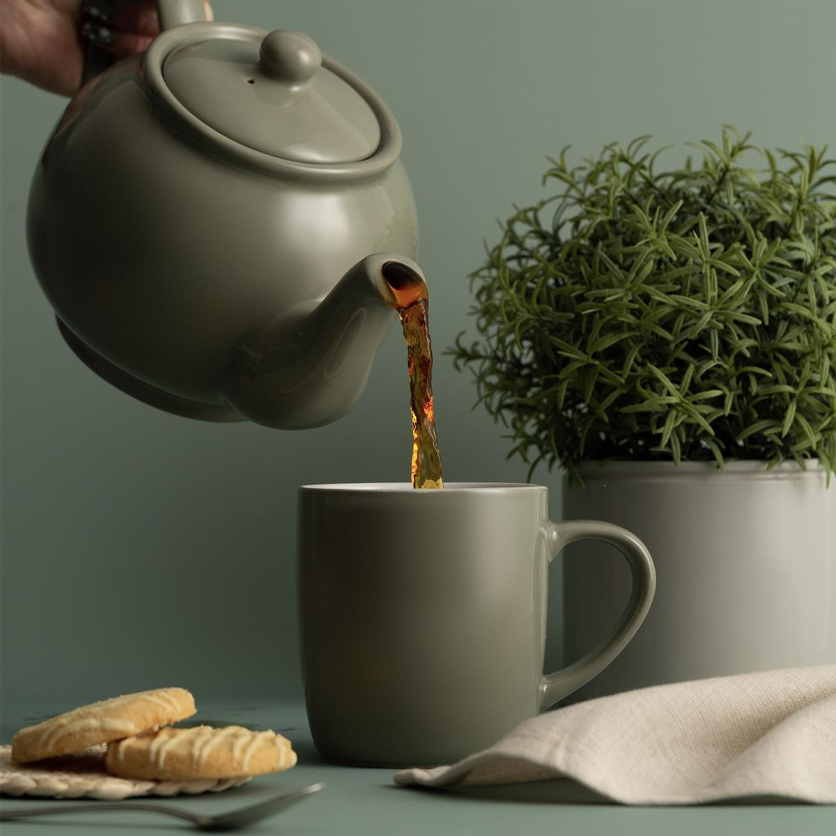 TEEKANNE, glänzend salbeigrün, 6 Tassen - Salbeigrün, Keramik (1.1L) - Price & Kensington