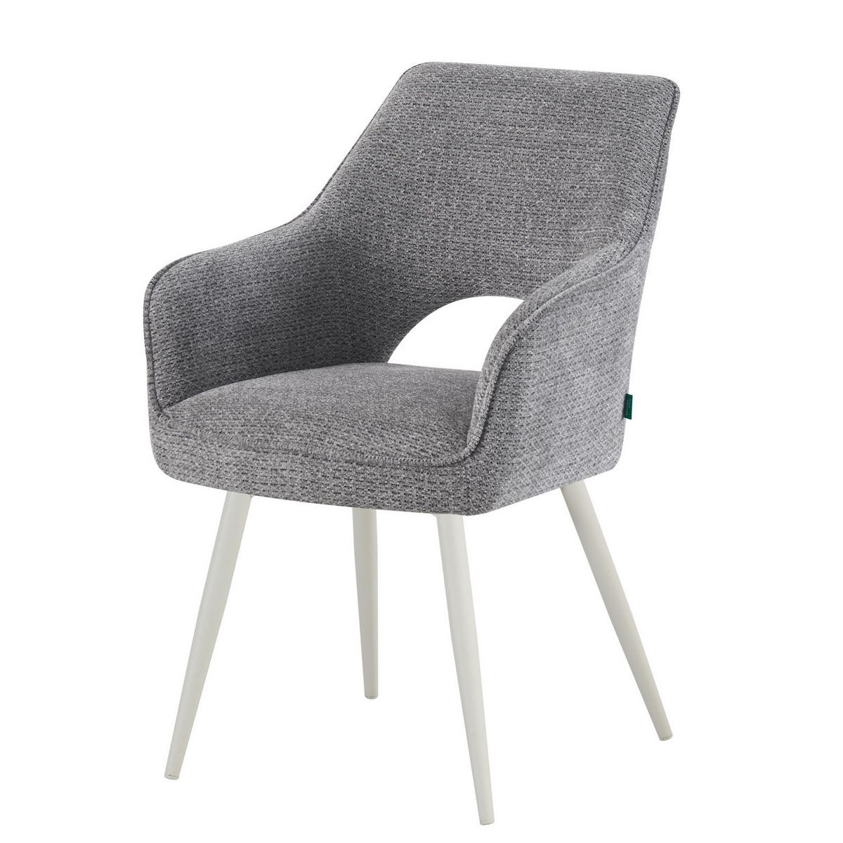 ESSZIMMERSTUHL THOMAS-MOMO 2er-Set 4-Fuss-Gestell - Weiß/Grau, Textil (57/86/63cm) - DUBI Möbel