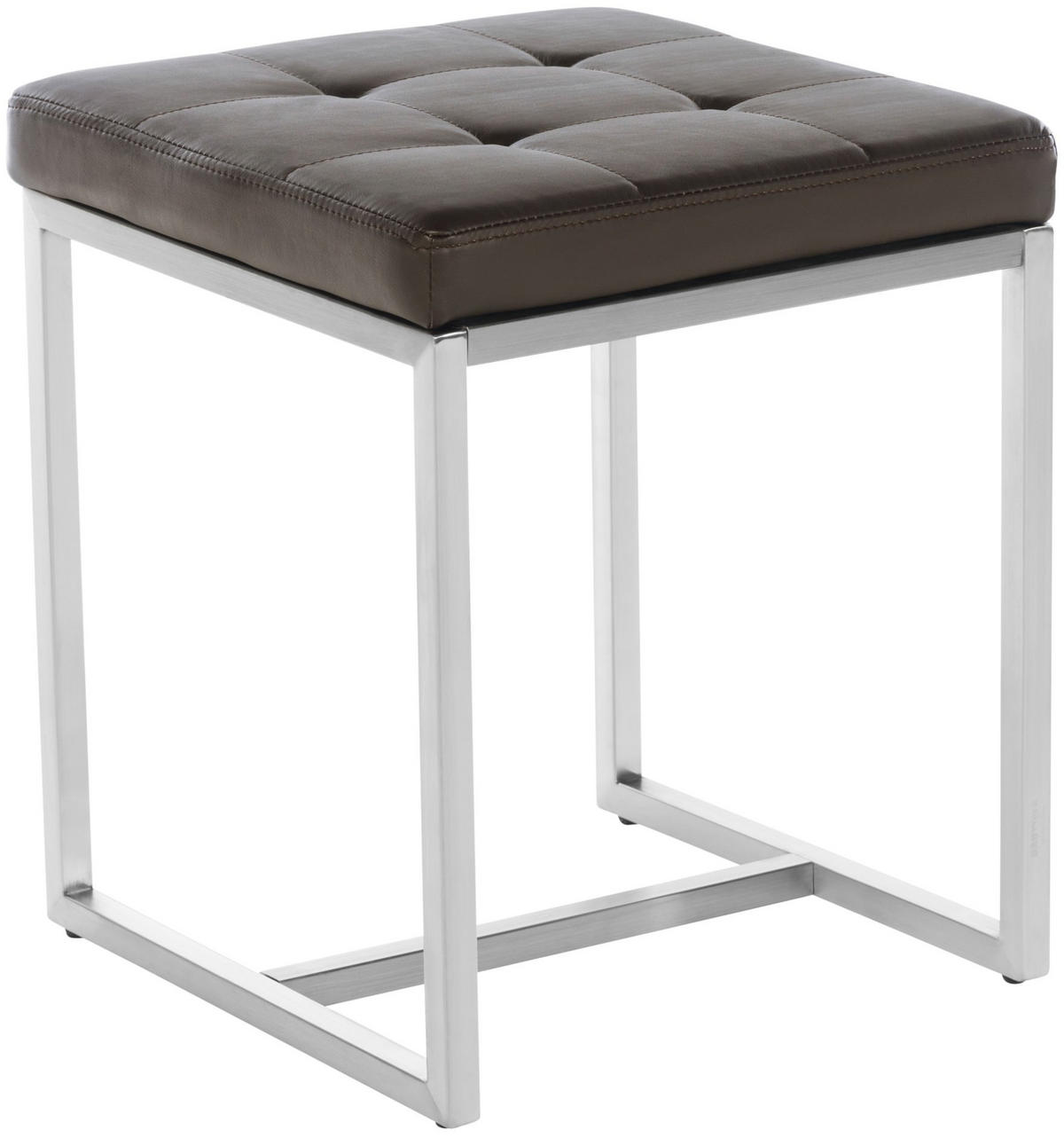 SITZWÜRFEL 2er Set Lederlook braun - Edelstahlfarben/Braun, Textil/Metall (40/48/40cm) - CLP