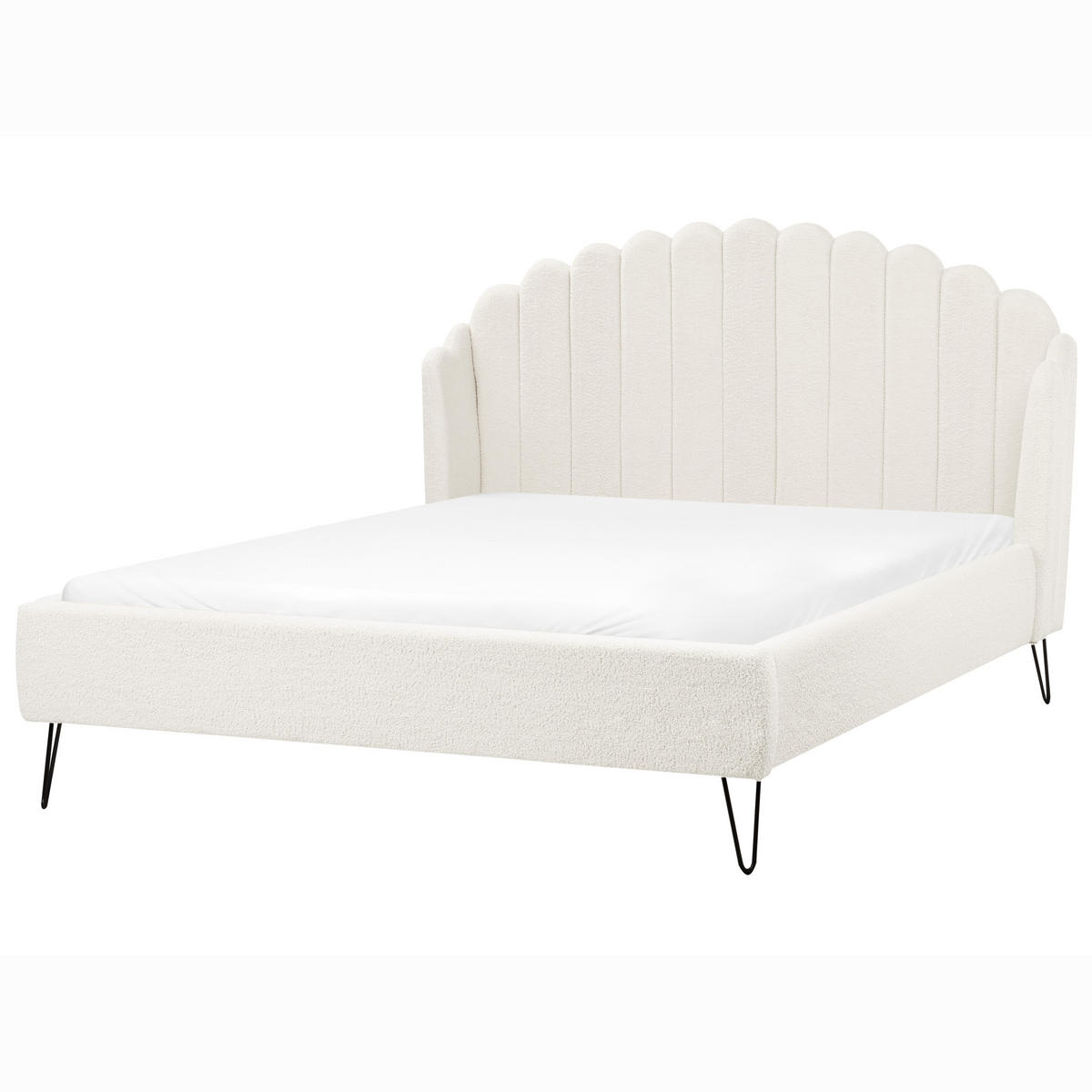 POLSTERBETT mit Lattenrost 140x200 cm Weiß Ambillou - Creme, Textil (140/200cm) - Beliani