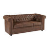 SOFA mit Schlaffunktion 3-Sitzer - Mikrofaser - Vintage-Leder-Optik - CHESTERFIELD - Braun, Textil (204/85/89cm) - Vente-Unique