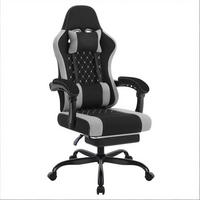 BÜROSTUHL in Schwarz-Grau 70x70x127 cm mit Massagefunktion, Fußstütze und verstellbarer Rückenlehne - Schwarz, Textil (70/127/70cm) - IVMEU