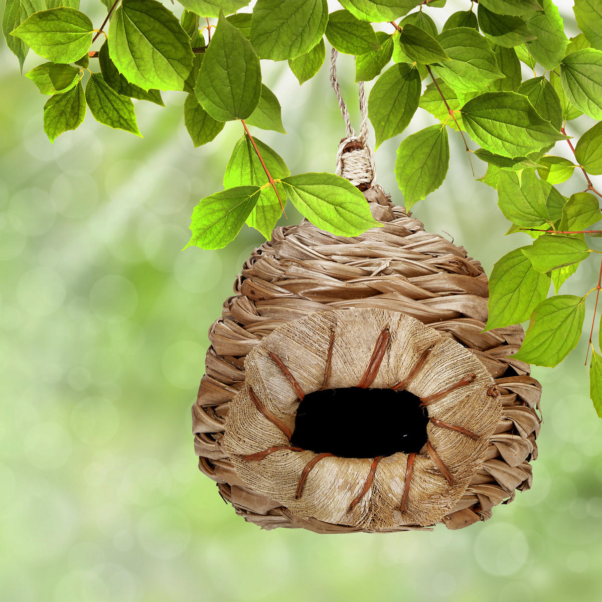 VOGELHAUS - Braun, Textil (20/31/20cm) - Relaxdays