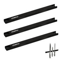 3XMAGNETLEISTE - Schwarz, Metall (30/2.5/1.5cm) - Relaxdays