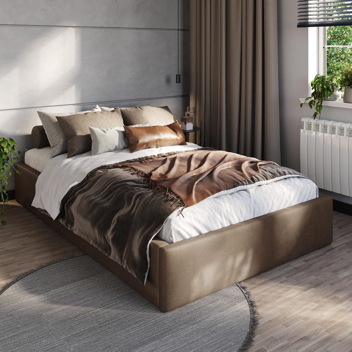 POLSTERBETT 120x200cm Bett mit Stauraum Lattenrost Braun - Braun, Holz/Holzwerkstoff (120/200cm) - Muralo