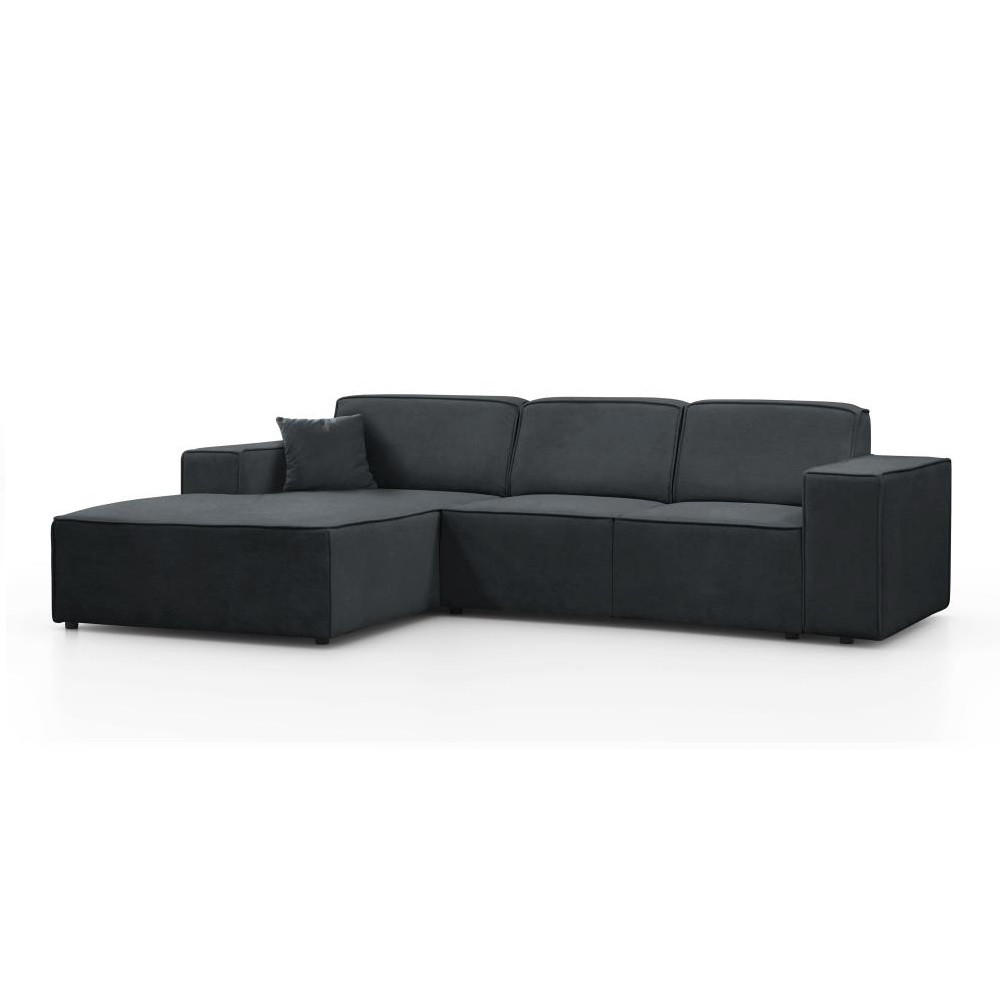 ECKSOFA ohne Schlaffunktion Pedro L dunkelgrau links - Dunkelgrau/Schwarz, Kunststoff/Textil (267/170cm) - Beautysofa